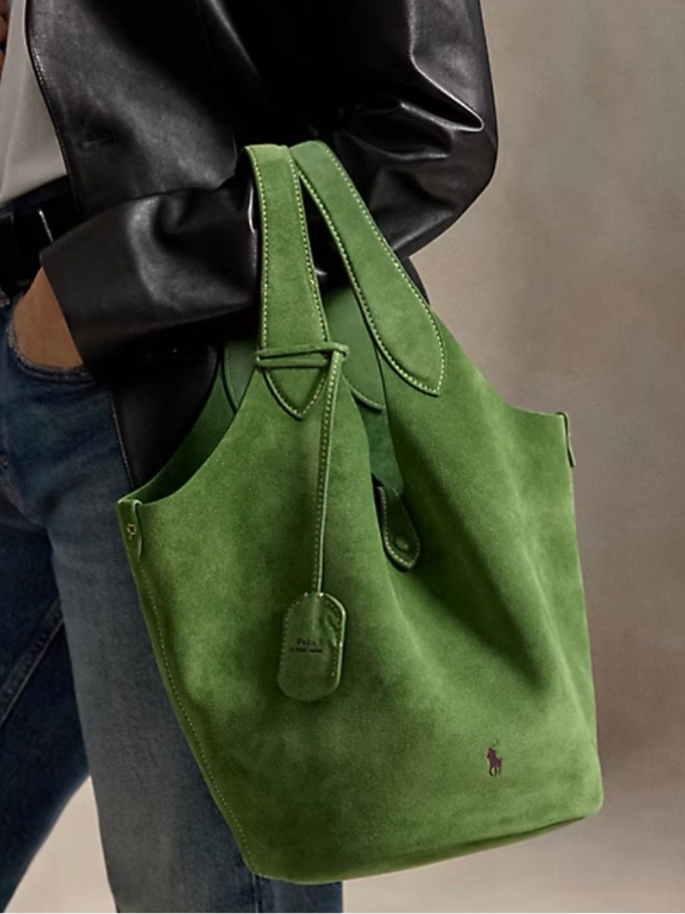 Ralph Lauren Green Suede Play Bag